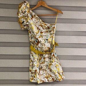H&M Floral One-Shoulder Dress with Yellow Accents size US 8 NWT